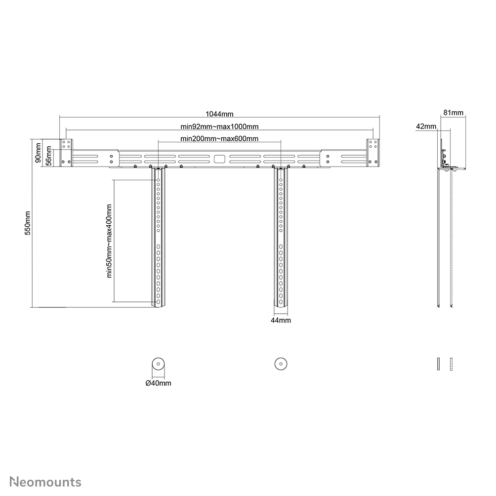 Neomounts AWL29-750BL1 Videobar/soundbar houder VESA - max 10 kg - universeel